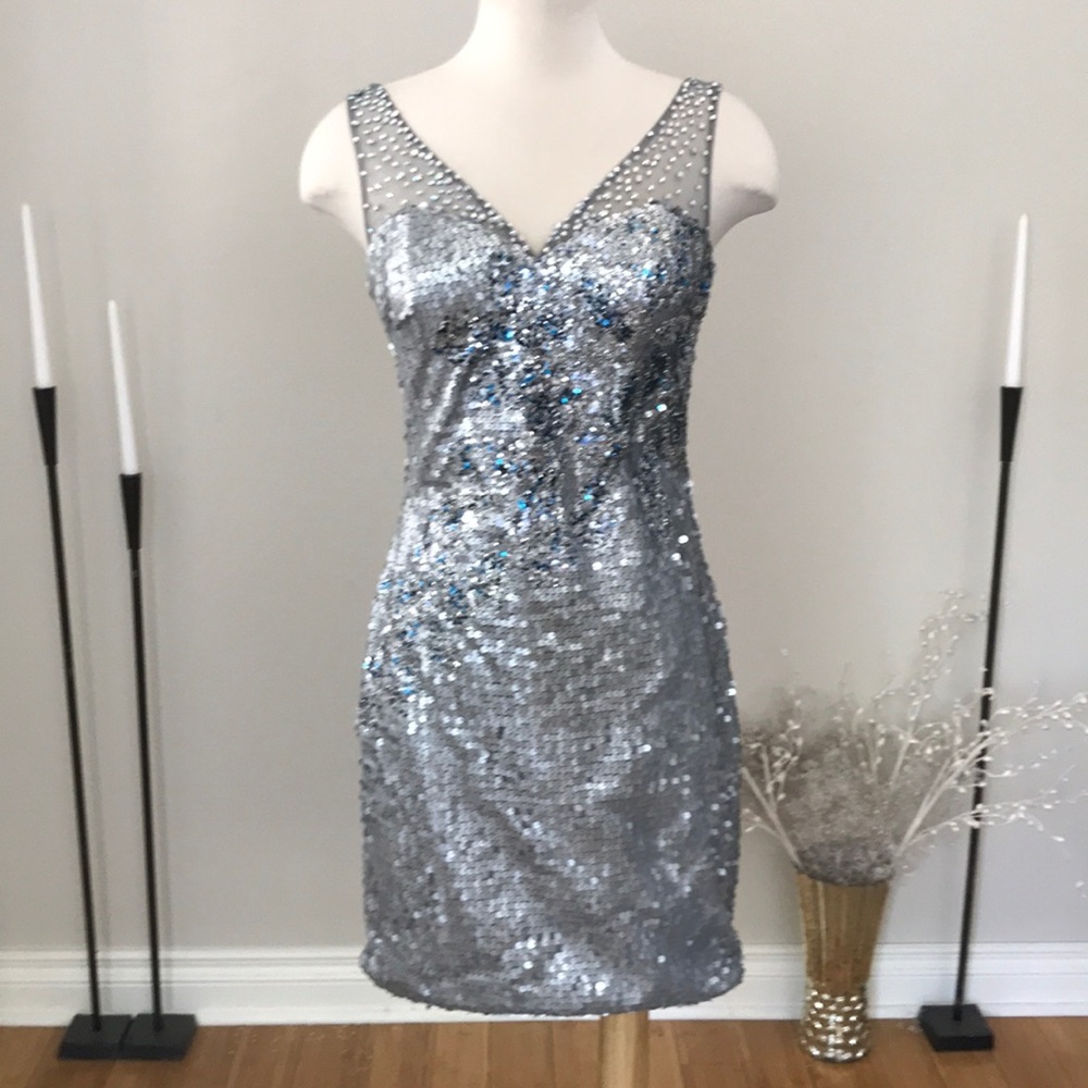 Val Stefani silver Sequin dress NWOT